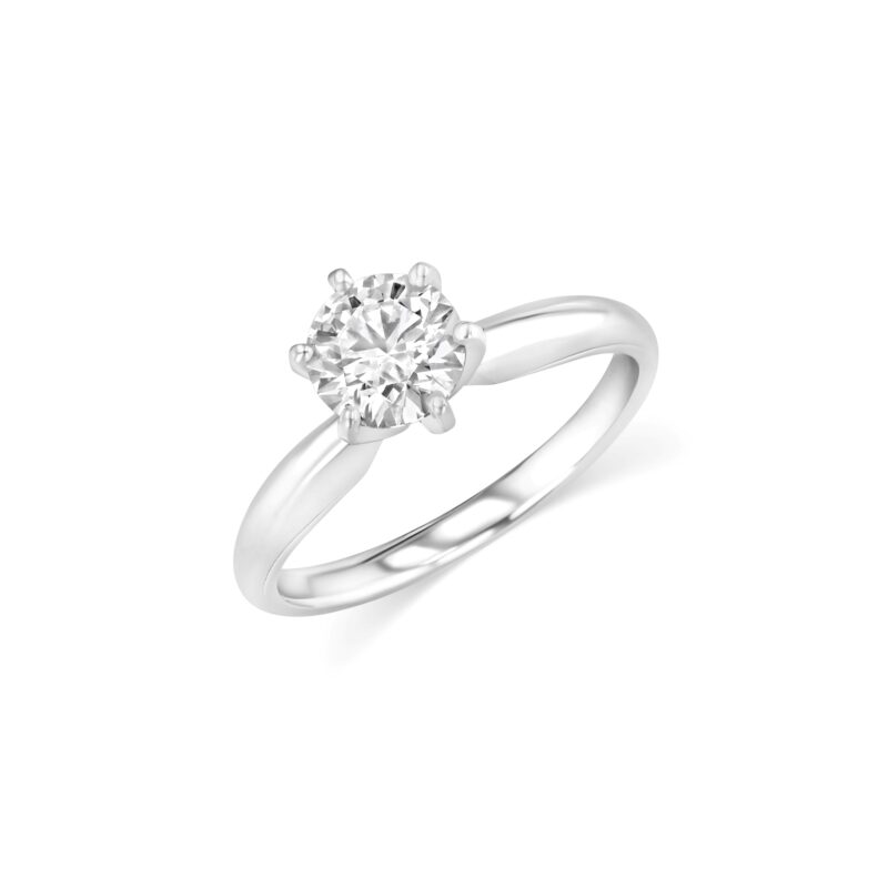 1.51 ct round diamond 6‑prong solitaire engagement ring in platinum with polished band by Renacci Jewelry