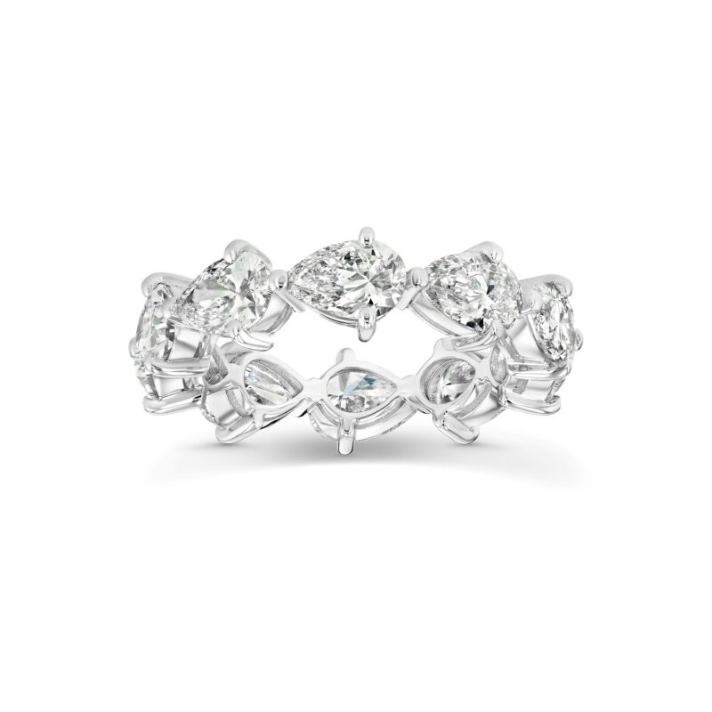 4.95 ct pear shape diamond eternity band in 14K white gold with 16 pear diamonds by Renacci Jewelry