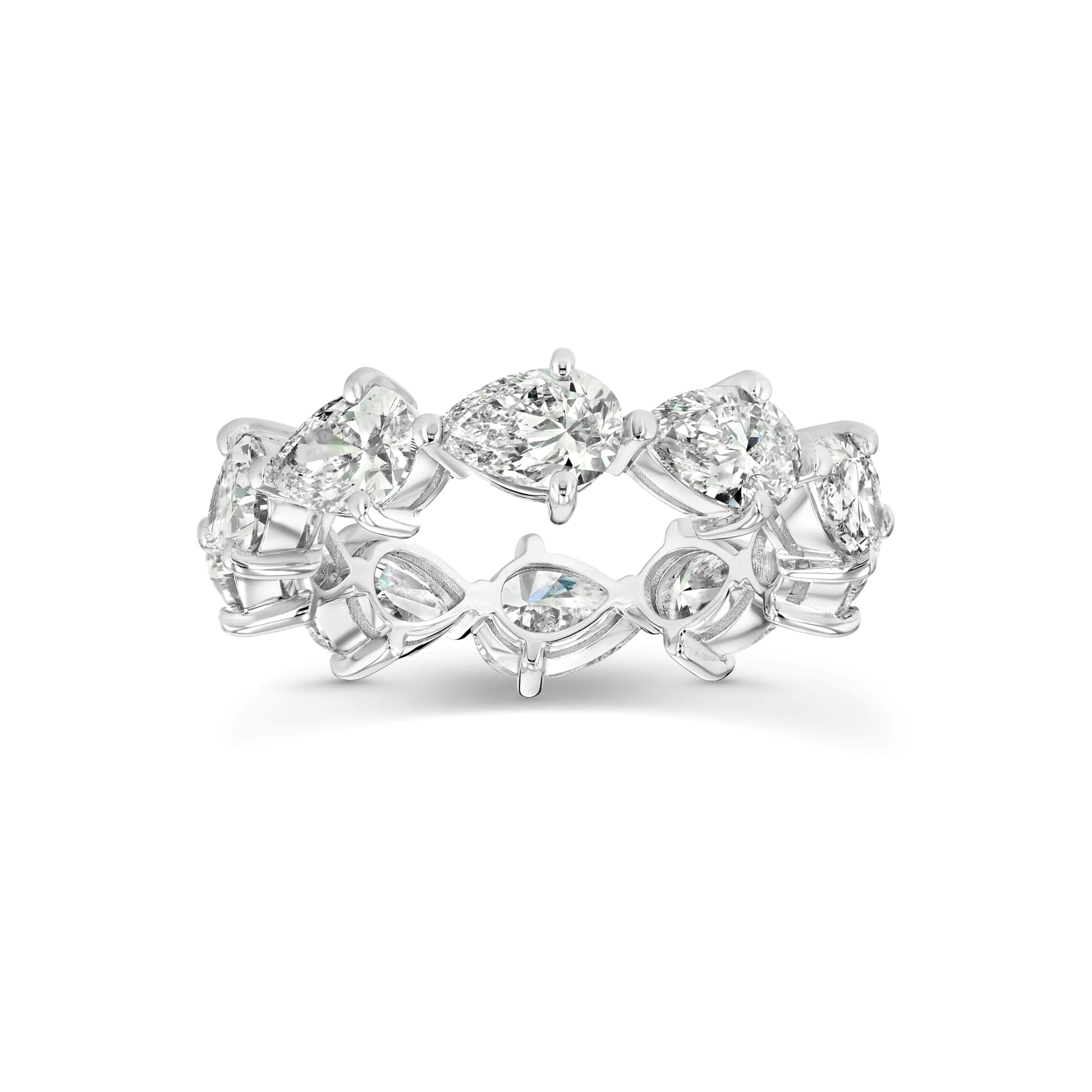 4.95 ct pear shape diamond eternity band in 14K white gold with 16 pear diamonds by Renacci Jewelry