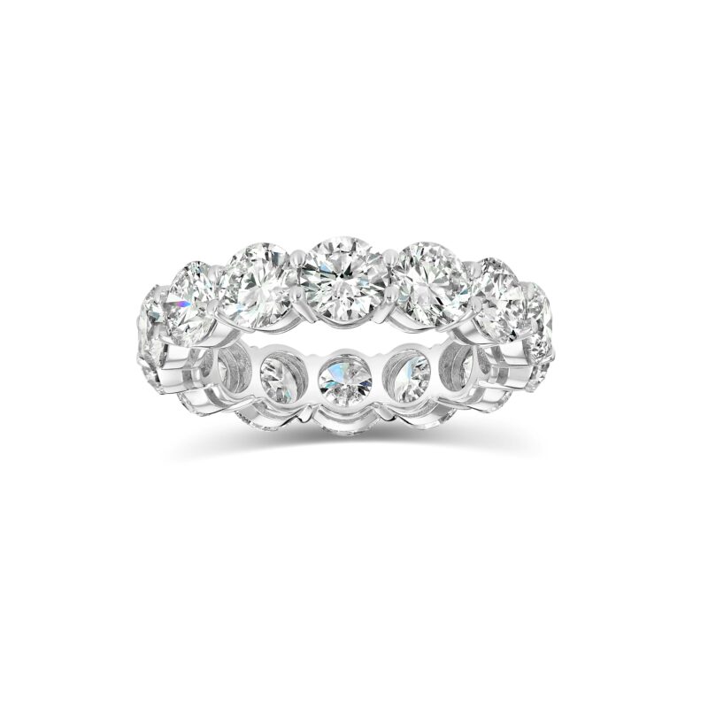 6.74 ct round diamond eternity band in 14K white gold with 14 round stones by Renacci Jewelry