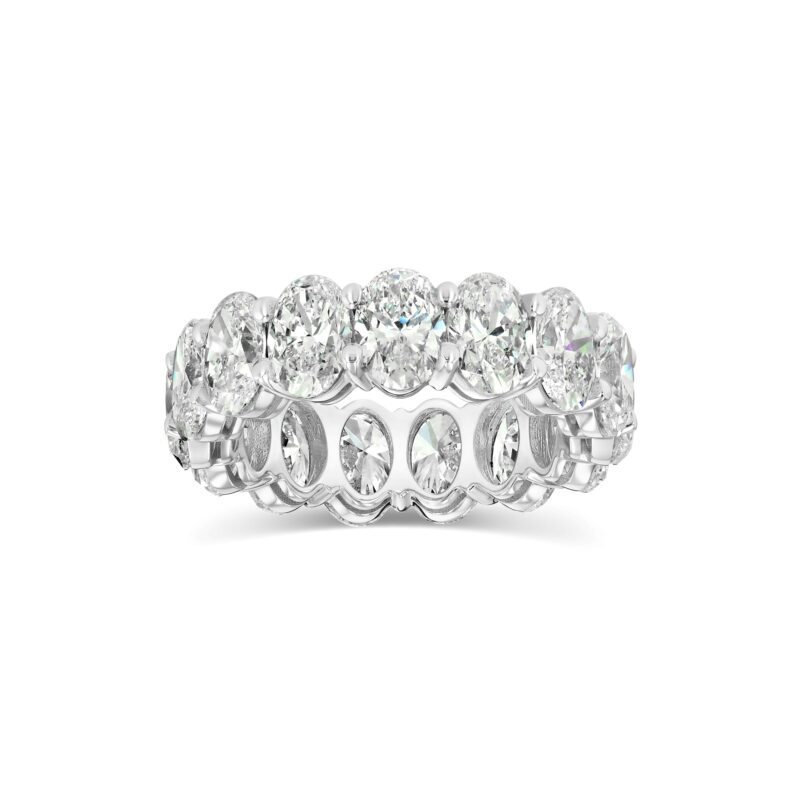 8.13 ct oval diamond eternity band in 14K white gold with 15 oval stones by Renacci Jewelry