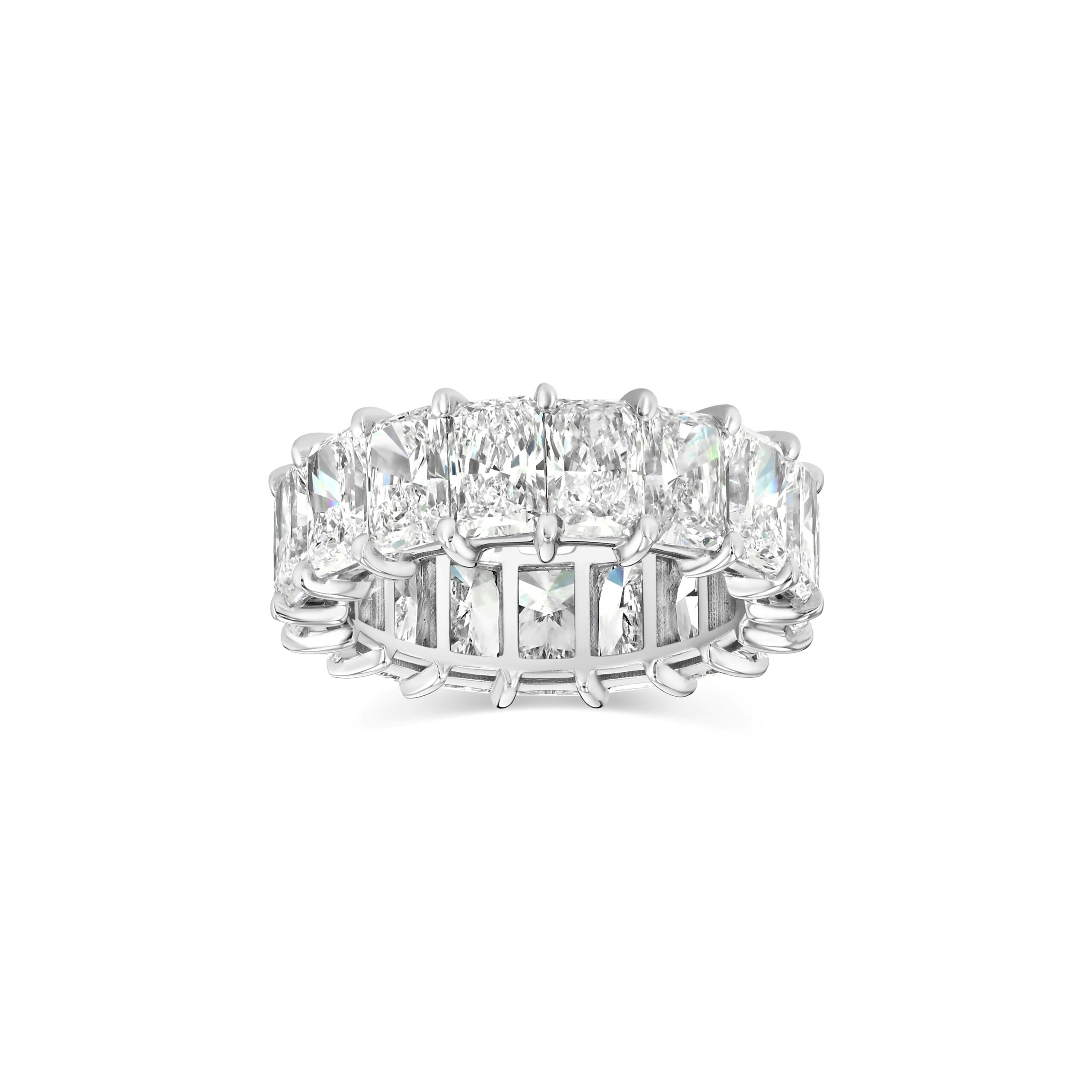 9.91 ct long radiant cut diamond eternity band in 14K white gold with 17 stones by Renacci Jewelry